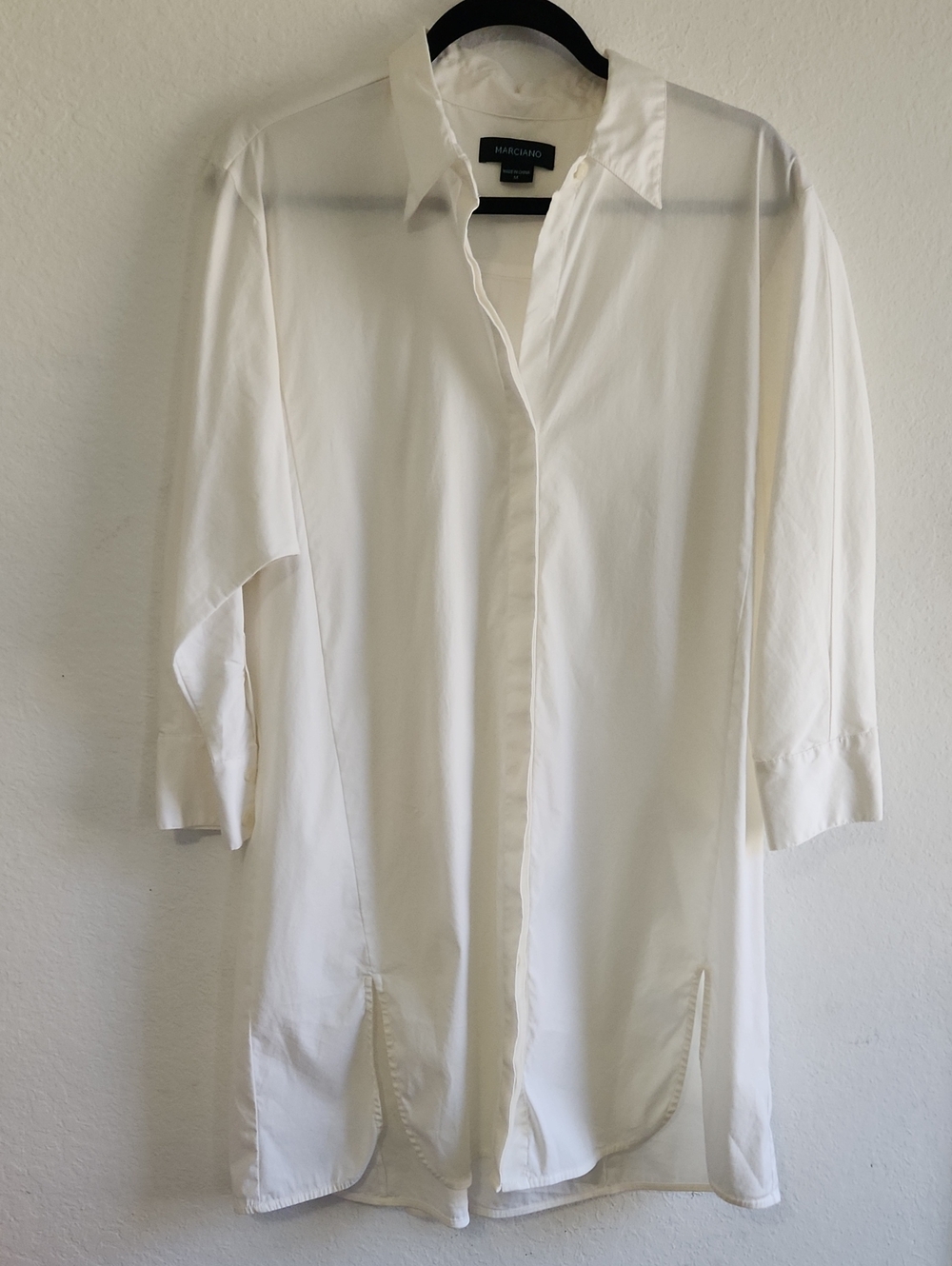 Marciano by Guess White Tunic Button-Down Shirt Dress Size M